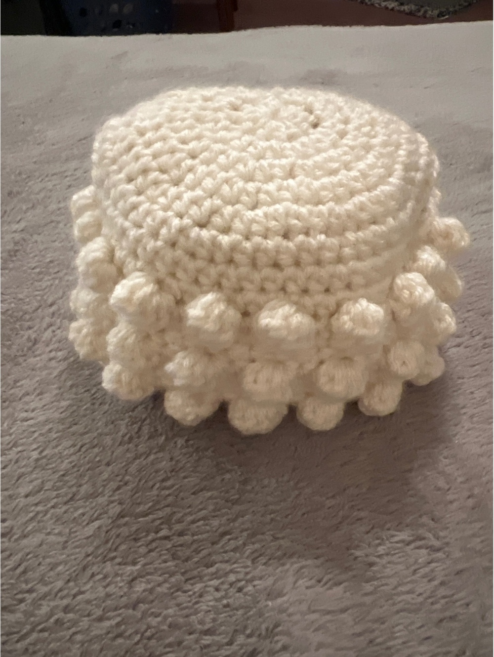 Handmade Cream Crochet Bobble Beanie Hat